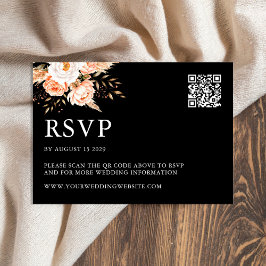 Elegant Black Boho Chic Blommigt Fall Wedding OSA Kort
