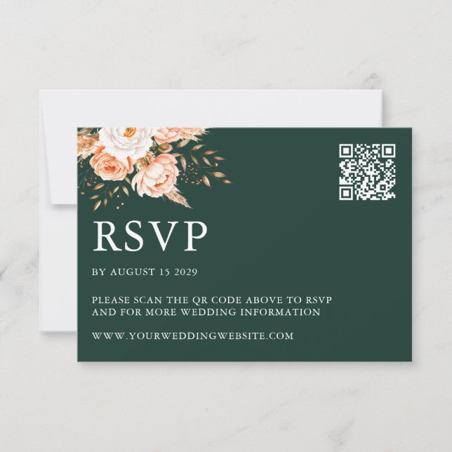 Elegant Black Boho Chic Blommigt Fall Wedding OSA Kort (Framsida)