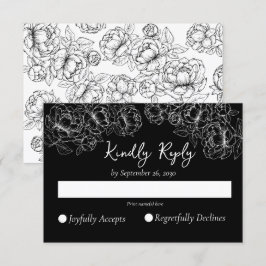 Elegant Black Boho Romantic Blommigt Bröllop OSA Kort