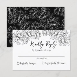 Elegant Black Boho Romantic Blommigt Bröllop OSA Kort