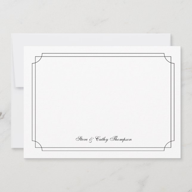 Elegant  Black Border on White Custom Notecard Kort (Framsida)