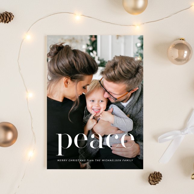 Elegant Black Botanical Photo jul Card Inbjudningar (Skapare uppladdad)