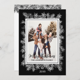 Elegant Black Botanical Vintage Ram jul Julkort