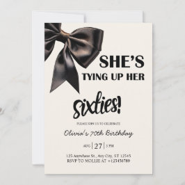 Elegant Black Bow 70:e födelsedagen Inbjudningar