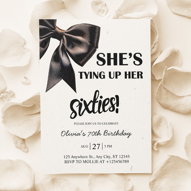 Elegant Black Bow 70:e födelsedagen Inbjudningar (Skapare uppladdad)