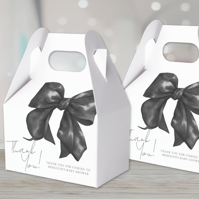 Elegant Black Bow Baby Shower Presentaskar (Elegant Black Bow Baby Shower Favor Boxes )