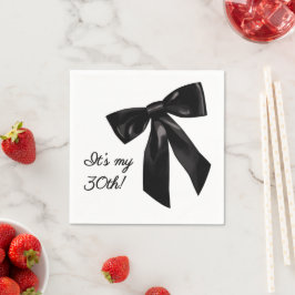 Elegant Black Bow Birthday Party Napkins Pappersservett
