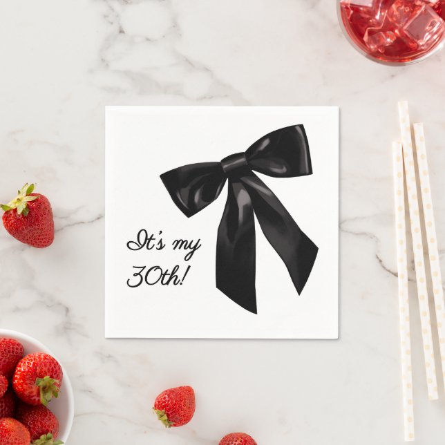Elegant Black Bow Birthday Party Napkins Pappersservett (Insitu)