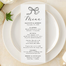 Elegant Black Bow Bröllop Meny