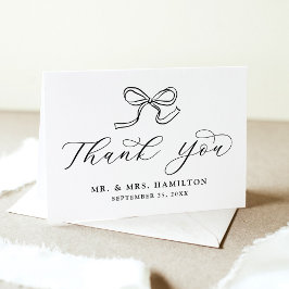 Elegant Black Bow Bröllop Tack Kort