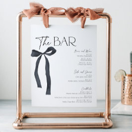 Elegant Black Bow Gothic Bride Pub Menu Cocktail
