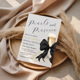 Elegant Black Bow Pearls Bridal Shower Invitation Inbjudningar