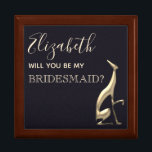Elegant Black Bridesmaid Frieri box Minnesask<br><div class="desc">Enkelt,  modernt,  elegant,  chic svart Bridesmaid frieri låda med en unik faux guld greyhound-silhuett - symbol för ändlöst kärlek och hängivenhet.</div>