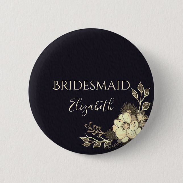 Elegant Black Bridesmaid Knapp (Framsida)
