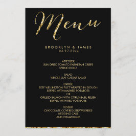 Elegant Black Bröllop Menu med guldfolie Meny