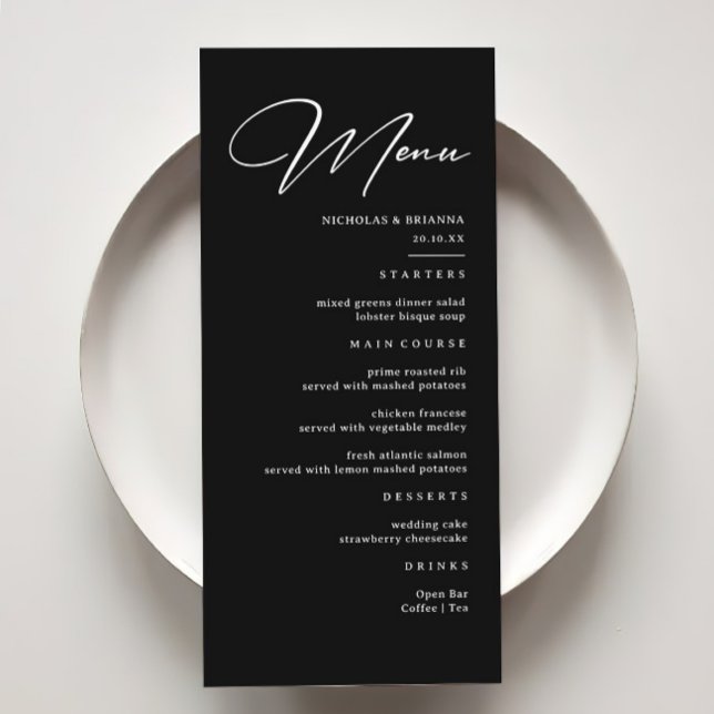 Elegant Black Bröllop Meny (Skapare uppladdad)