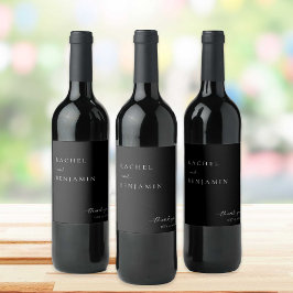 Elegant Black Bröllop - minimalistiskt skript - ta Vinflaska Etikett