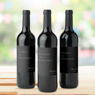 Elegant Black Bröllop - minimalistiskt skript - ta Vinflaska Etikett