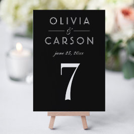Elegant Black Bröllop Monogram Bordsnummer