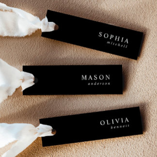 Elegant Black Bröllop Namn Place Cards Inbjudningar