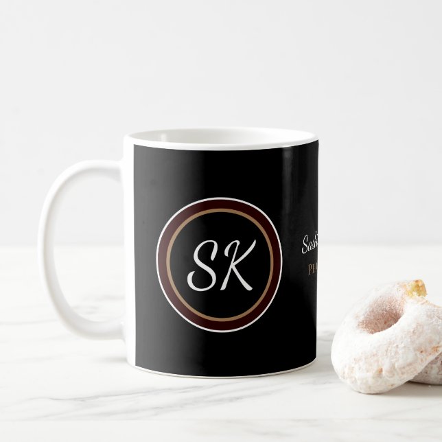Elegant Black Brown Mix Monogram Business Kaffemugg (Med munk)