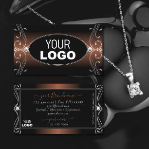 Elegant Black Brown Ornate Gnistra Jewels Add Logo Visitkort