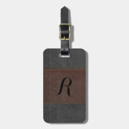 Elegant Black & Brown Vintage Leather Bagagebricka