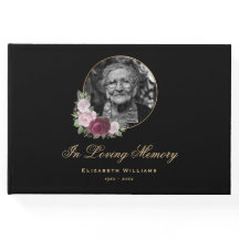 Elegant Black Burgundy Rosa Blommigt Funeral Photo