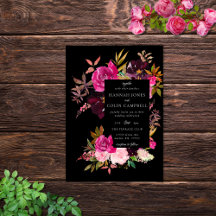 Elegant Black Burgundy Rosa Blommigt Ram