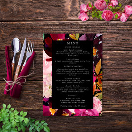 Elegant Black Burgundy Rosa Blommigt Ram Meny
