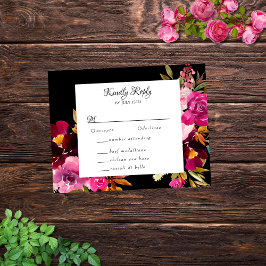 Elegant Black Burgundy Rosa Blommigt Ram OSA Kort