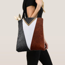 Elegant Black, Burgundy, White, Guld Faux Leather Tygkasse