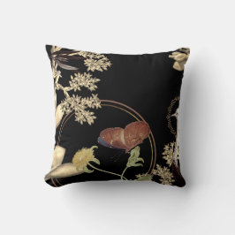 Elegant Black Butterfly Blommigt Design Kudde