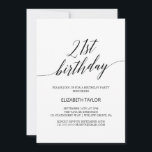 Elegant Black Calligraphy 21 Birthday Inbjudningar<br><div class="desc">Den här elegantens svarta kalligrafi på 21:a födelsedag är perfekt för en enkel födelsedagsfest. Neutraltens utformning har ett minimalistiskt kort som är dekorerat med romantisk och visuell typografi.</div>