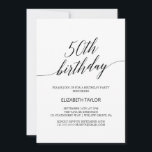 Elegant Black Calligraphy 50 Birthday Inbjudningar<br><div class="desc">Den här elegantens svarta kalligrafi 50-årsinbjudan är perfekt för en enkel födelsedagsfest. Neutraltens utformning har ett minimalistiskt kort som är dekorerat med romantisk och visuell typografi.</div>