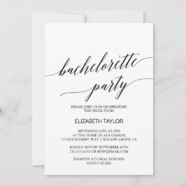 Elegant Black Calligraphy Bachelorette Party Inbjudningar