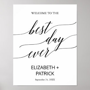 Elegant Black Calligraphy, bästa dagen någonsin si Poster
