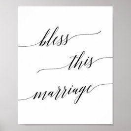 Elegant Black Calligraphy Bless this Giftermål Sig Poster