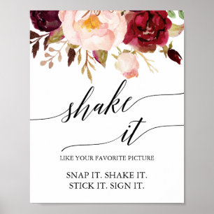 Elegant Black Calligraphy Blommigt Shake It Sign Poster
