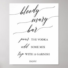 Elegant Black Calligraphy Bloody Mary Pub Sign Poster