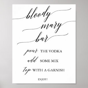 Elegant Black Calligraphy Bloody Mary Pub Sign Poster