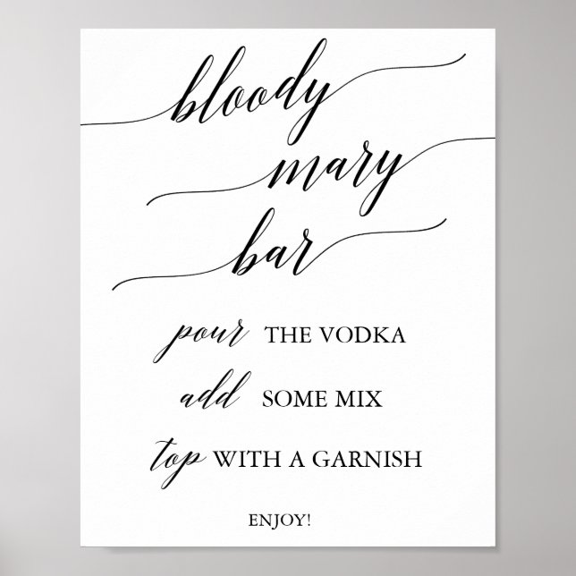 Elegant Black Calligraphy Bloody Mary Pub Sign Poster (Framsidan)
