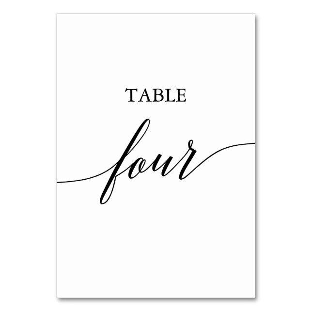 Elegant Black Calligraphy Bord Fyra Bordsnummer (Framsidan)
