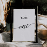 Elegant Black Calligraphy Bord One Bordsnummer<br><div class="desc">Den här elegantens svarta kalligrafi bord ett-bordsnummer är perfekt för ett enkelt bröllop. Neutraltens utformning har ett minimalistiskt kort som är dekorerat med romantisk och visuell typografi. Kortet skrivs ut på framsidan och baksidan (dubblan). Andra bordsnummer i samlingen säljs separat.</div>