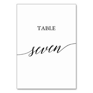 Elegant Black Calligraphy Bord Seven Bordsnummer