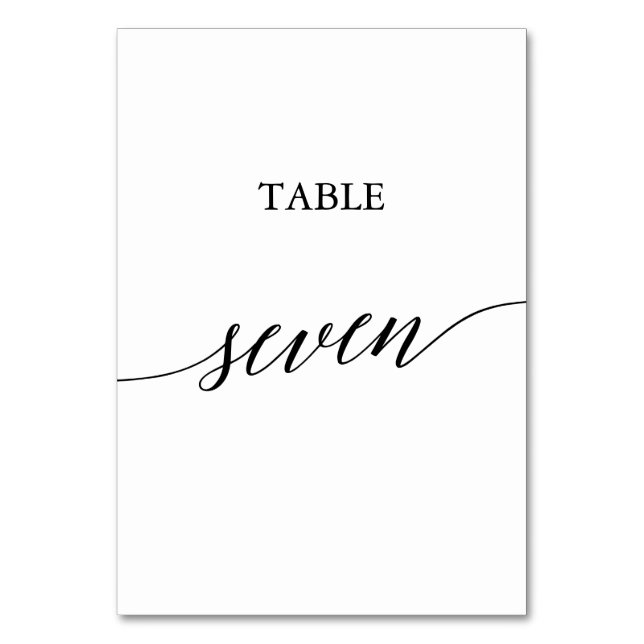 Elegant Black Calligraphy Bord Seven Bordsnummer (Framsidan)