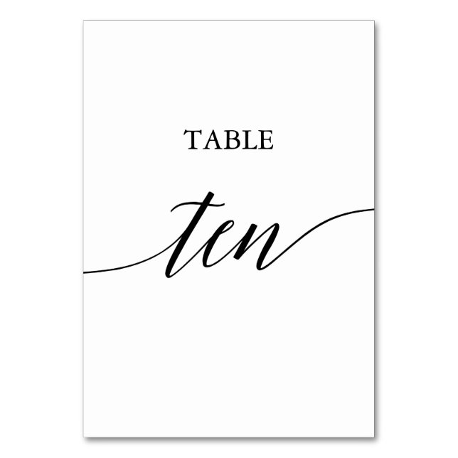 Elegant Black Calligraphy Bord Ten Bordsnummer (Framsidan)