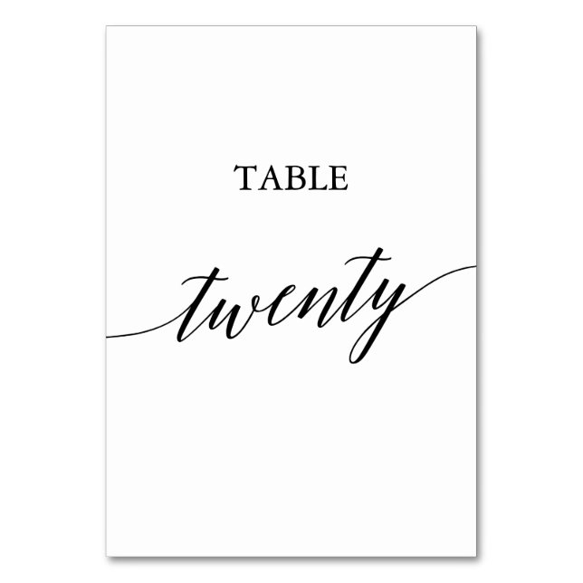 Elegant Black Calligraphy-Bordsnummer 20 Bordsnummer (Framsidan)