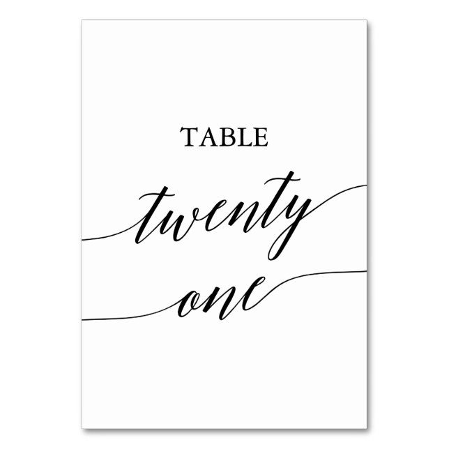 Elegant Black Calligraphy-Bordsnummer 21 Bordsnummer (Framsidan)