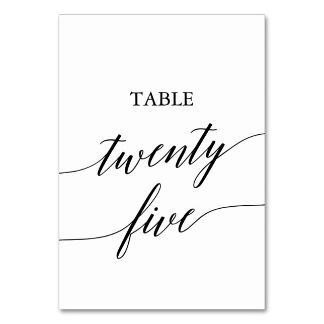 Elegant Black Calligraphy-Bordsnummer 25 Bordsnummer (Framsidan)